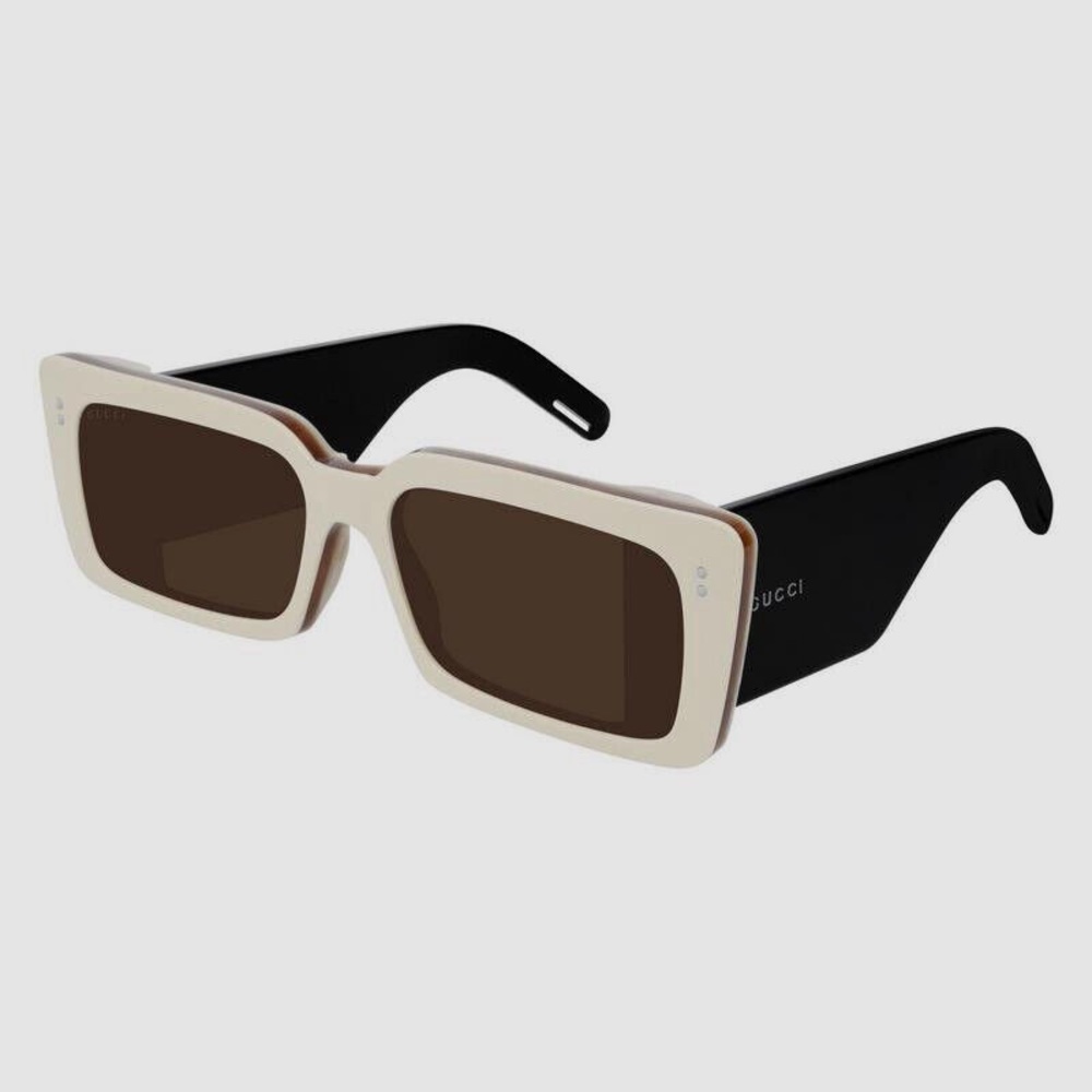 Authentic- New GUCCI Acetate Rectangular Flap GG0543S Sunglasses White Black - Picture 3 of 17